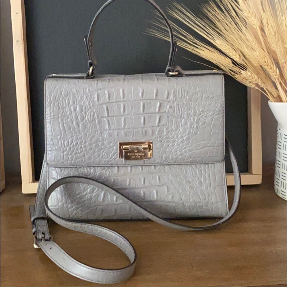 Grey Kate spade embossed bag